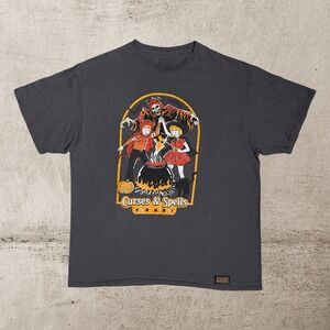 Steven Rhodes Curses &‎ Spells For Kids T-Shirt Men's XL Gray Retro Graphic Tee